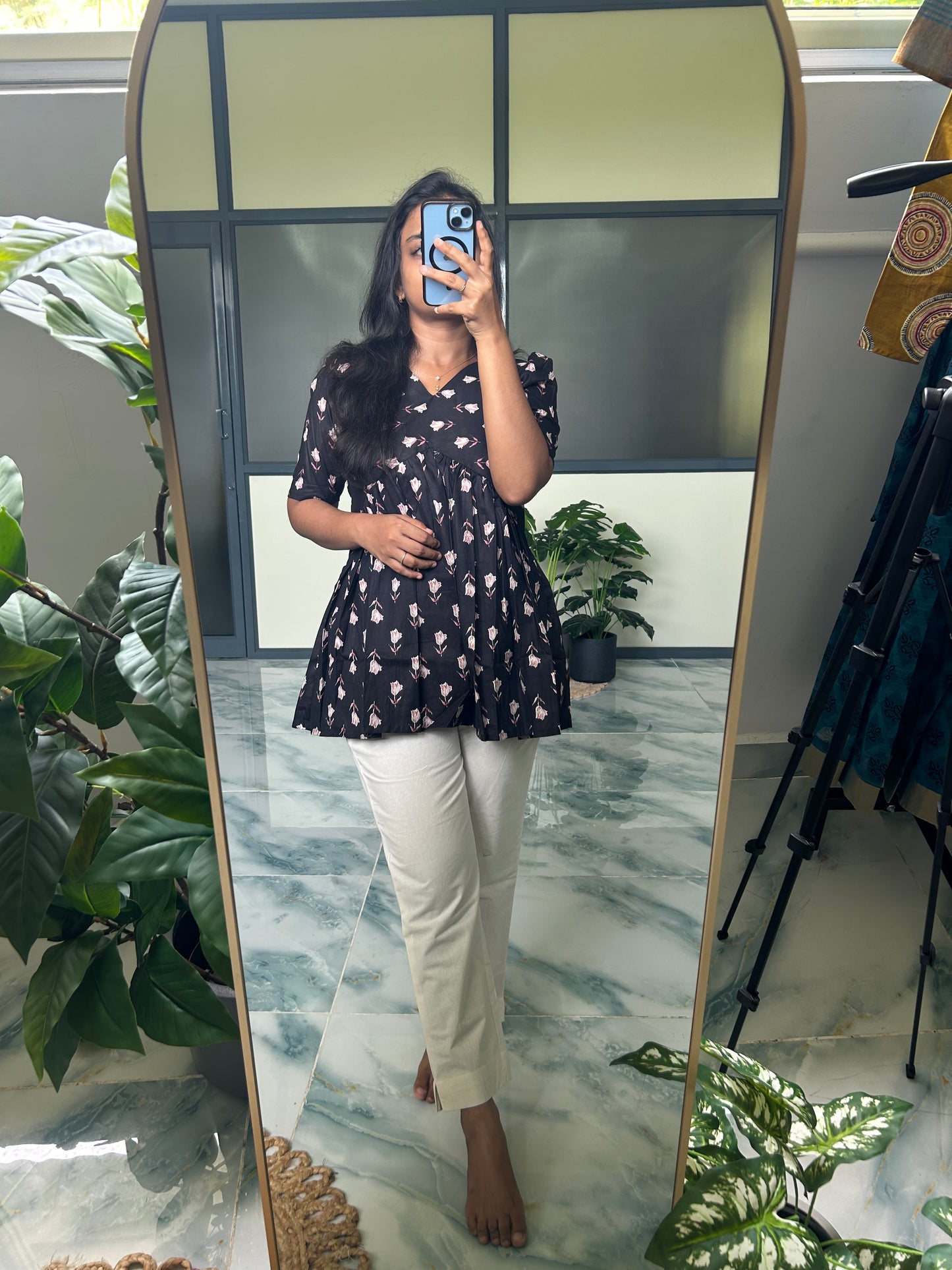 Monica - Black Peplum Top