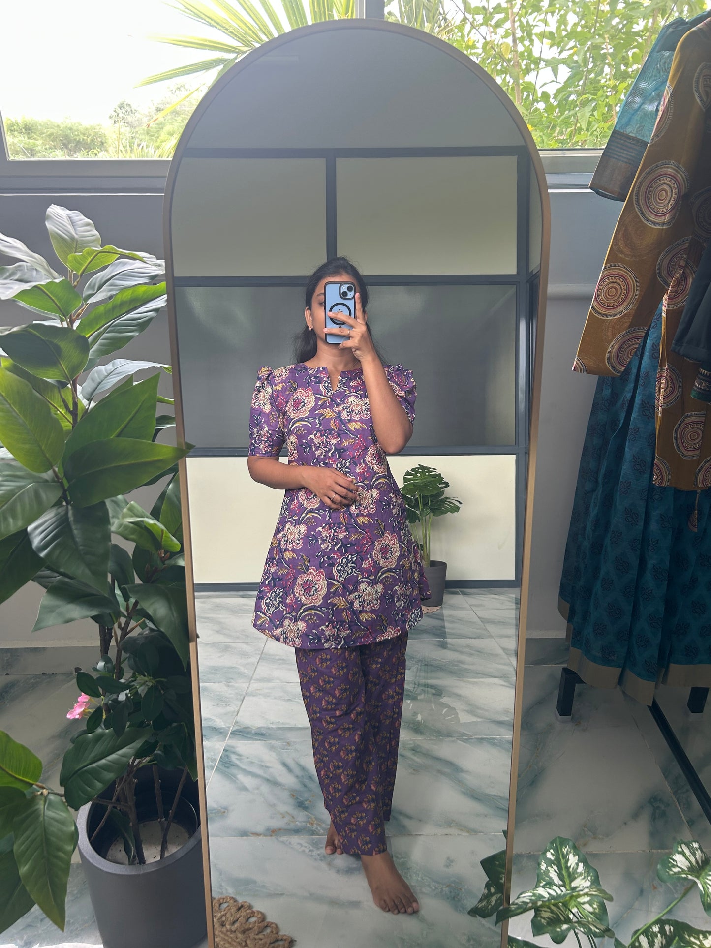 Heera - Violet Floral Night Suit