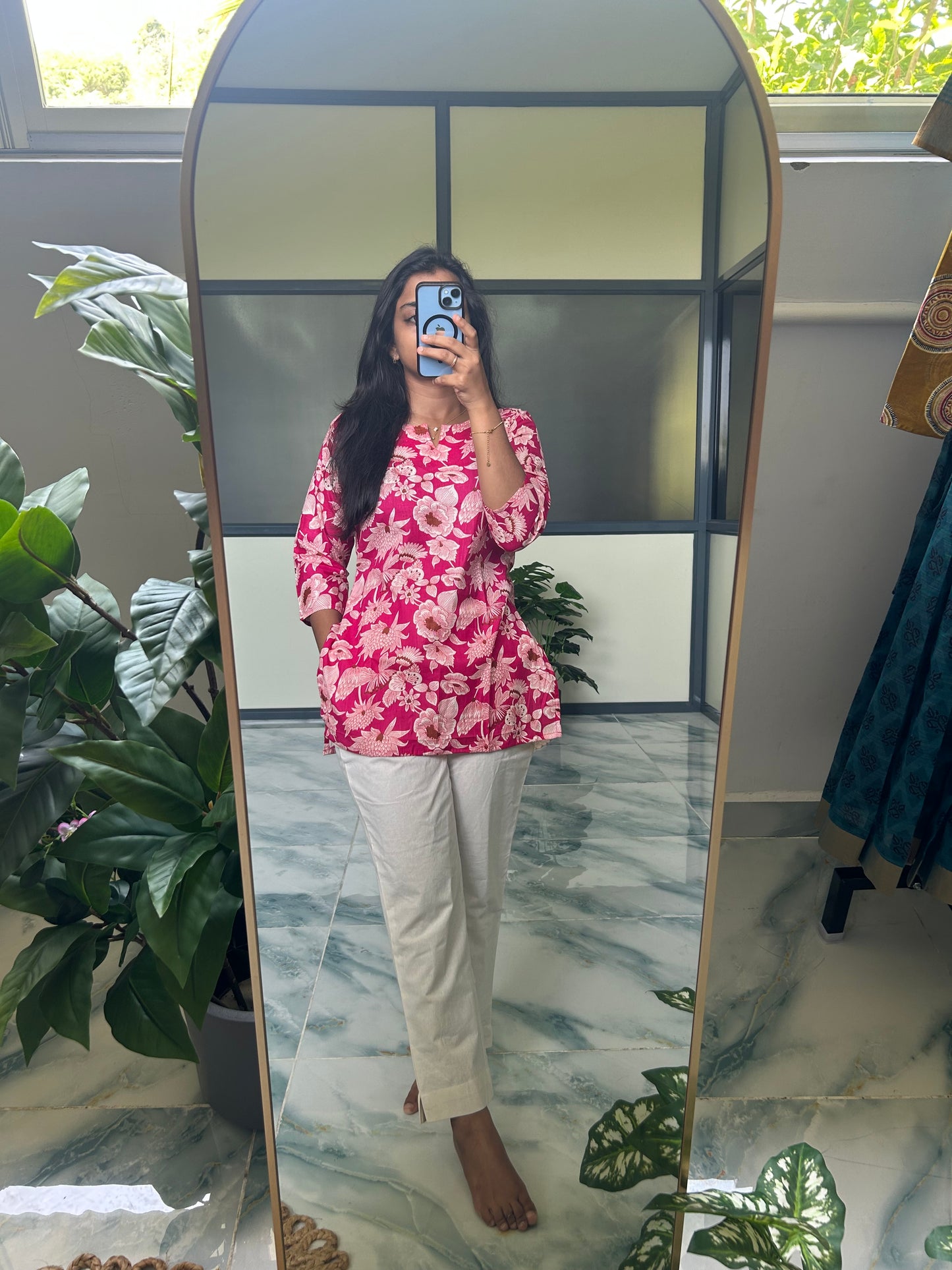 Meena - Pink Floral Short Top