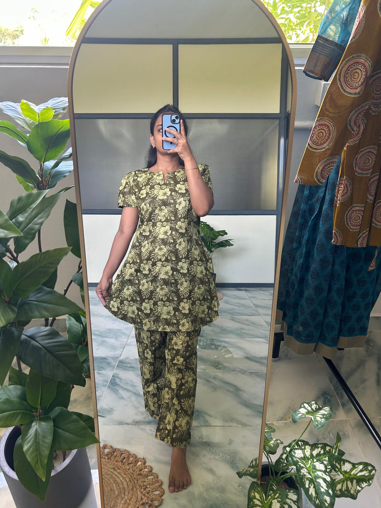 Heera - Olive Green Night Suit