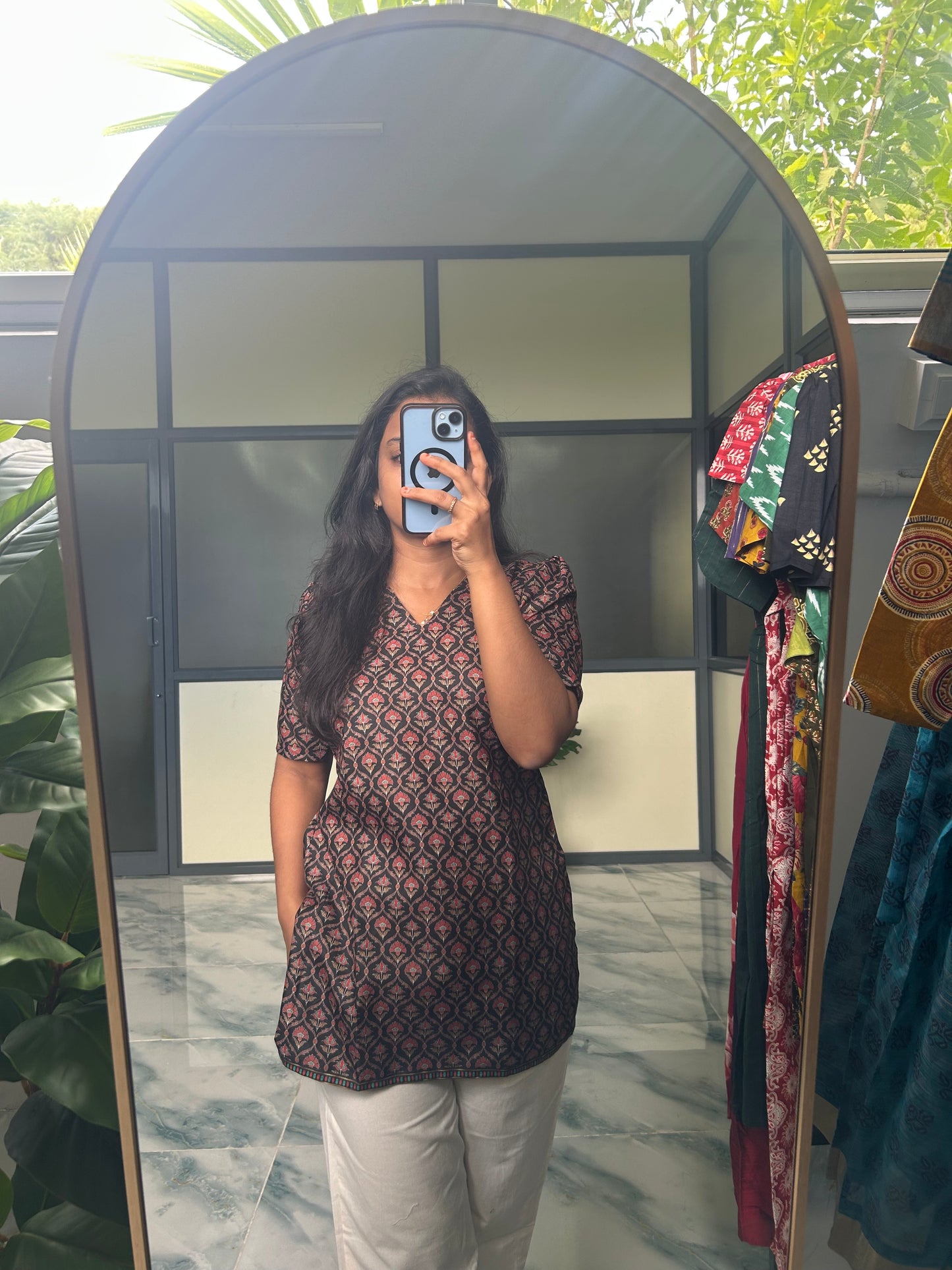 Meena - Black Printed Short Top