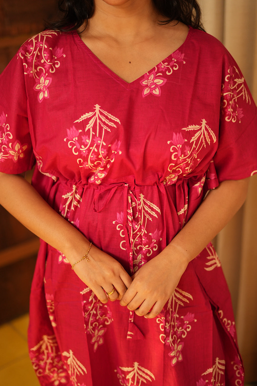Nila - Pink Kaftan Midi Nighty
