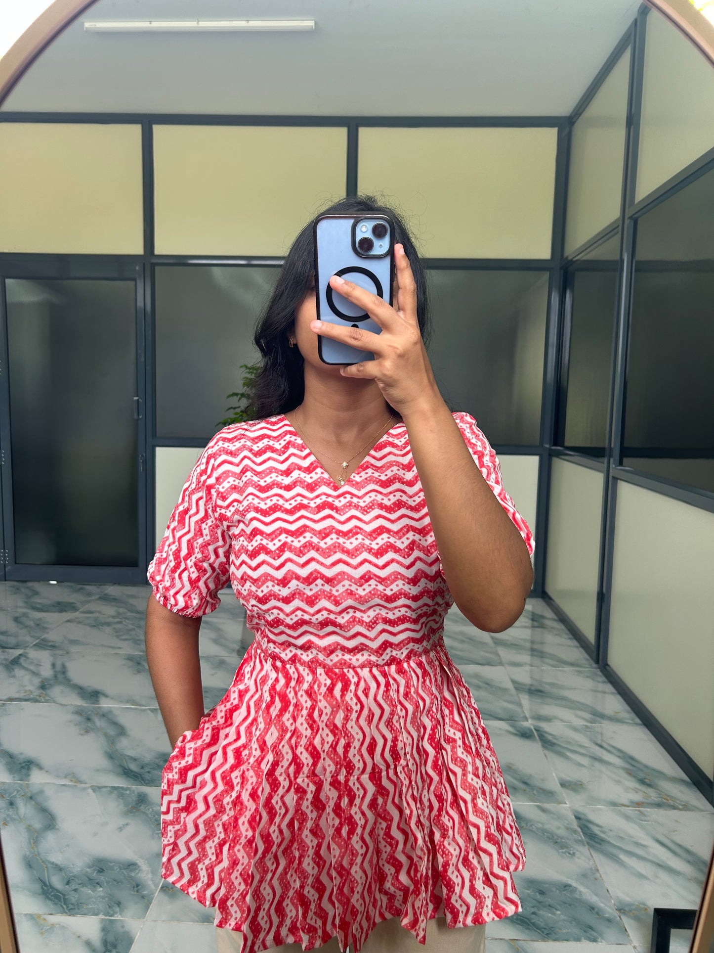 Isha - Zig-Zag Peplum Top