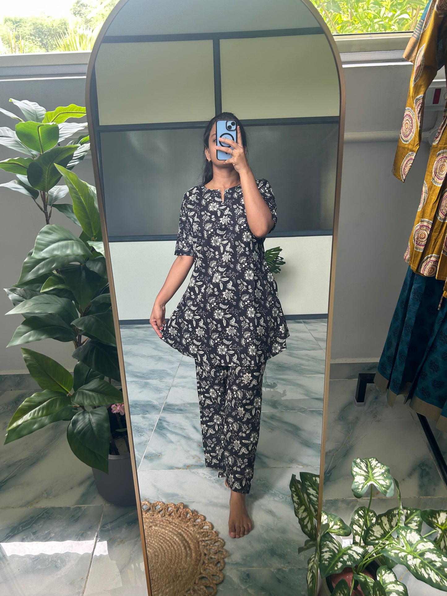 Heera - Black Floral Night Suit