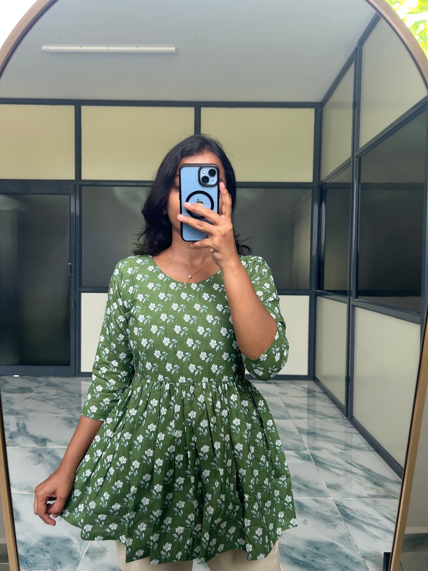 Isha - Green Peplum Top