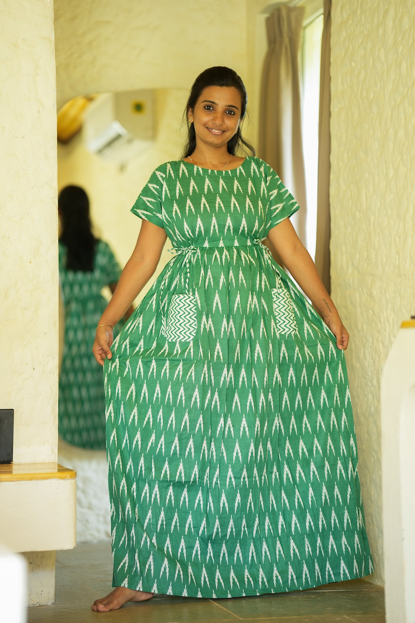 Sowbi - Green Tie Pocket Maxi Nighty