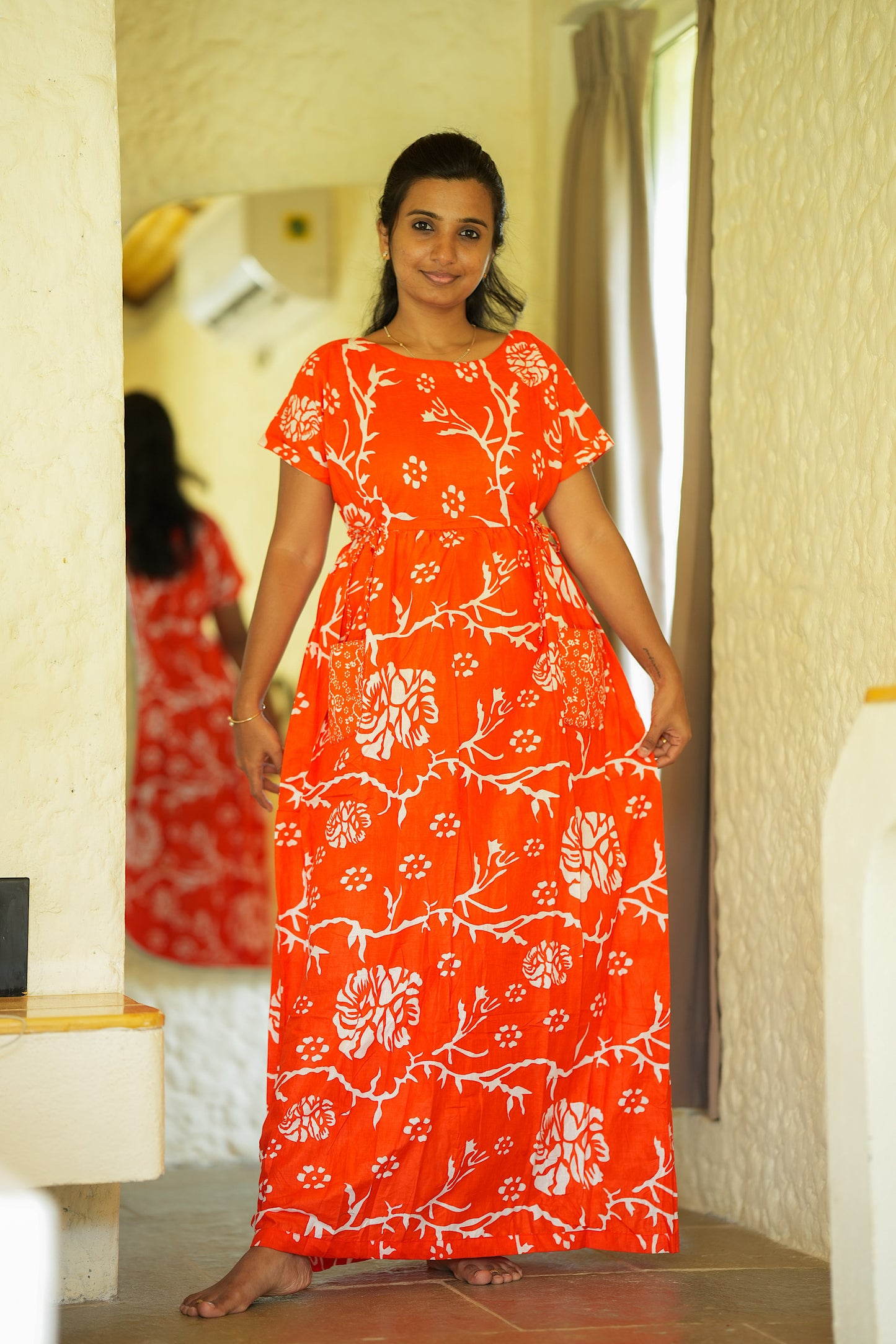 Sowbi - Orange Tie Pocket Maxi Nighty