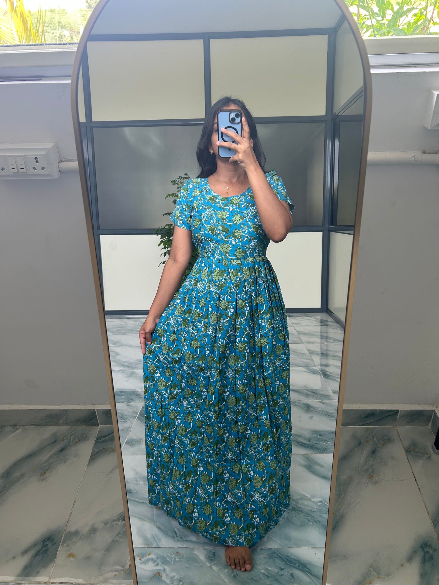 Yamuna - Blue Floral Maxi Nighty