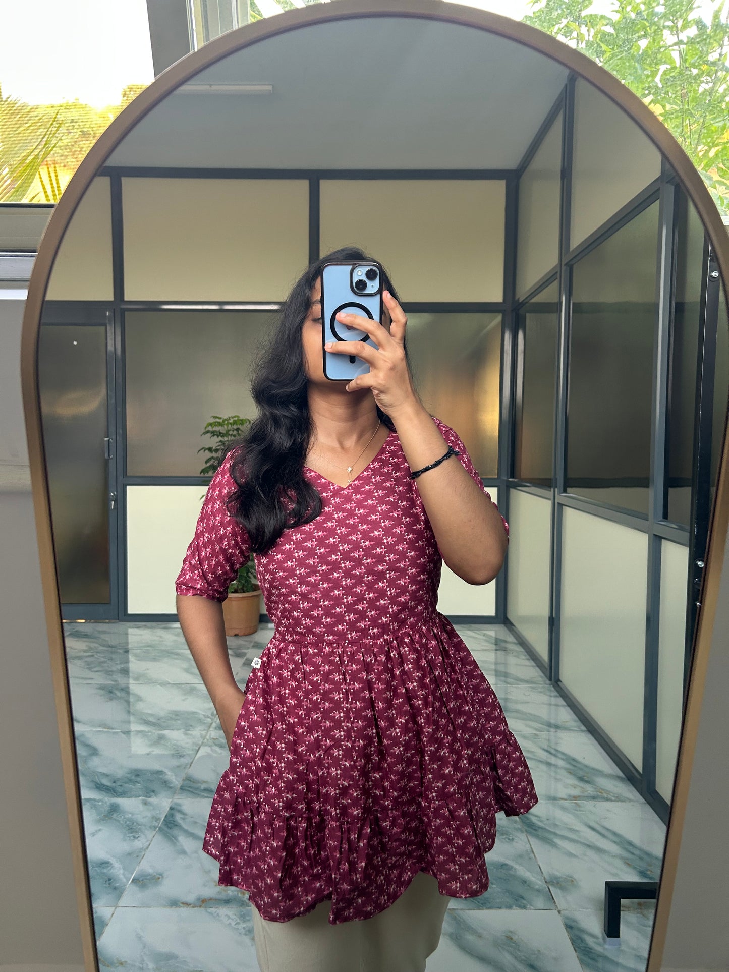 Sara - Magenta Nyra Cut Peplum Top