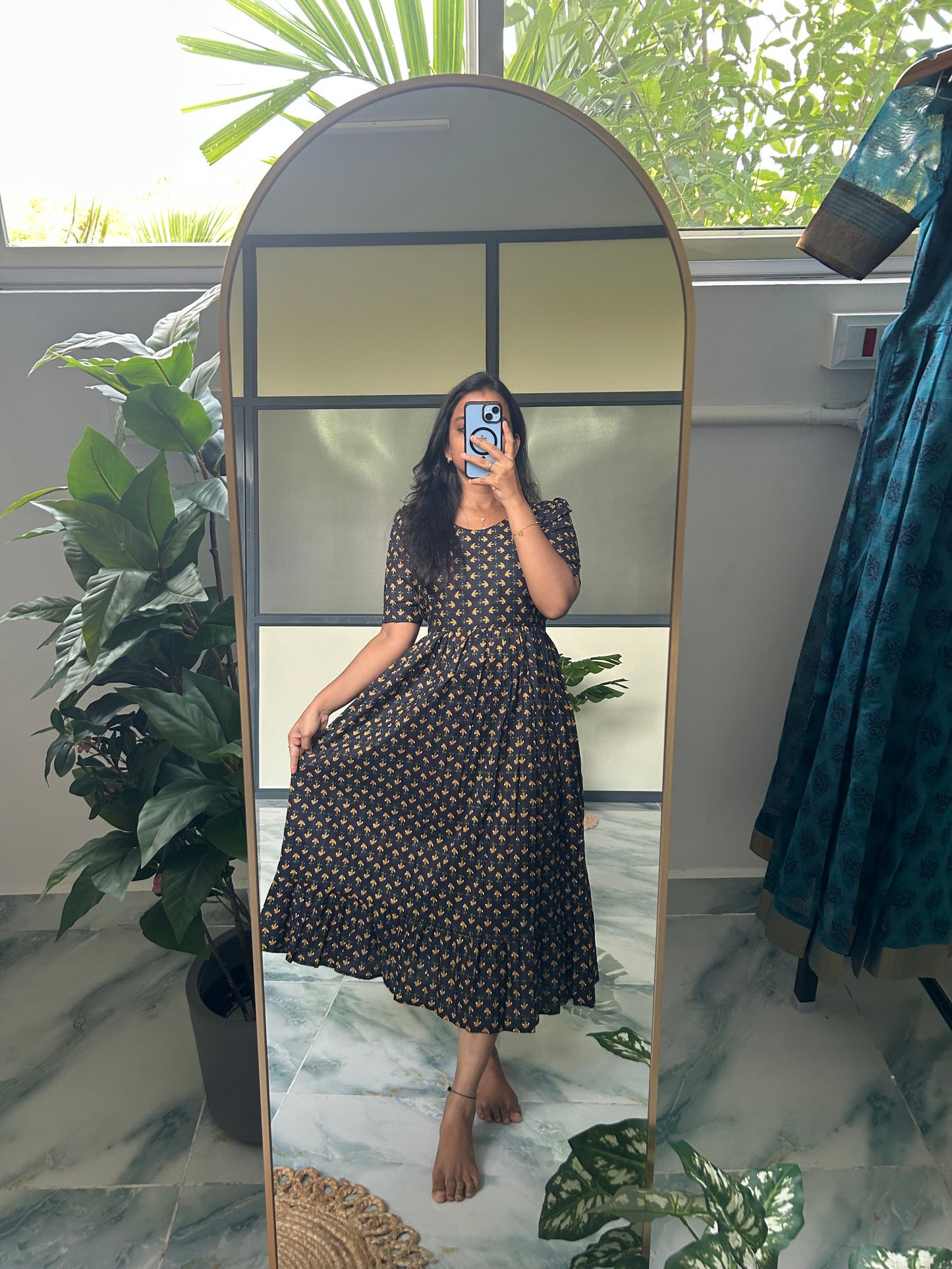 Harsha- Black Midi Dress