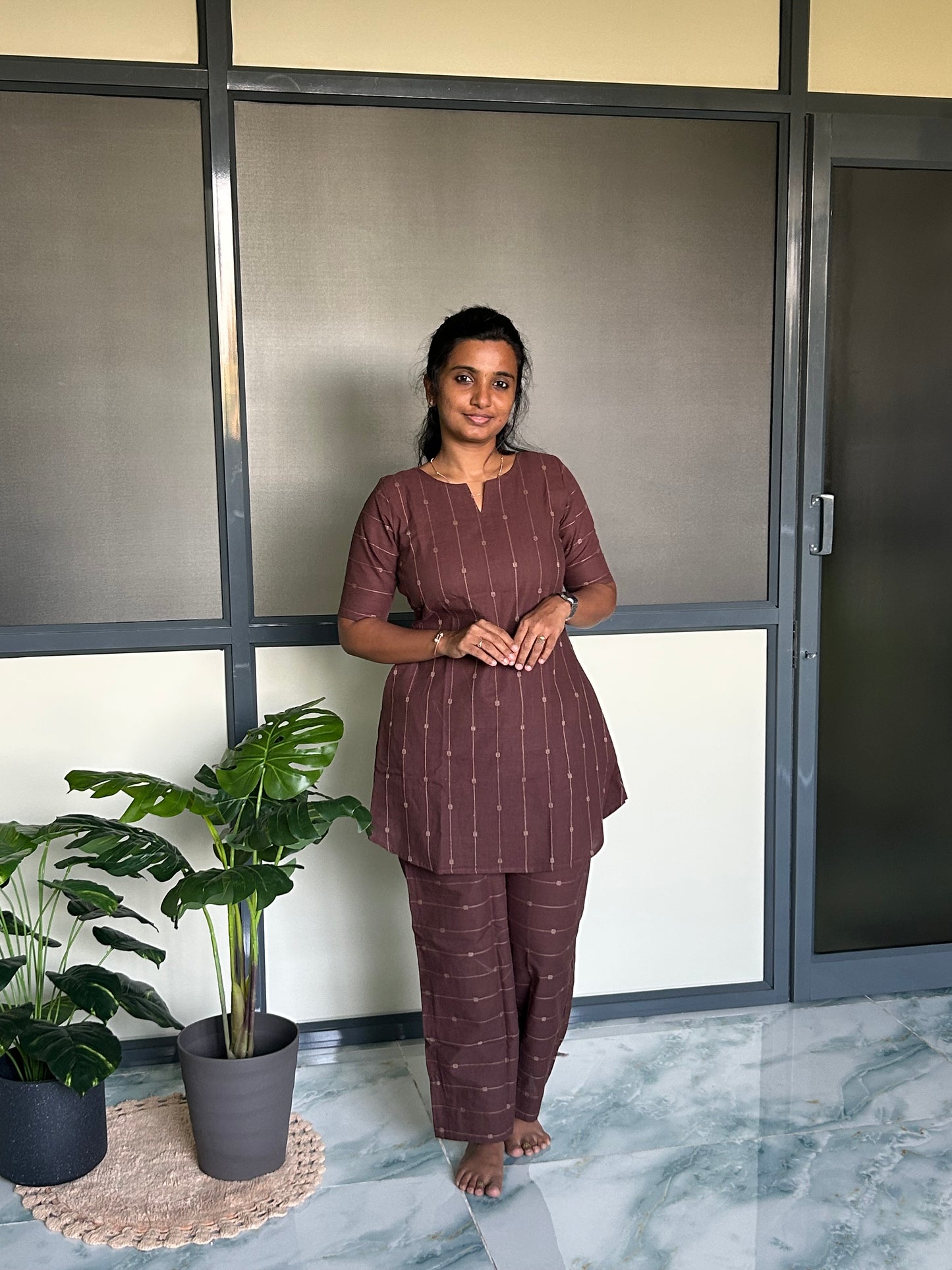 Heera - Brown Handloom Night Suit