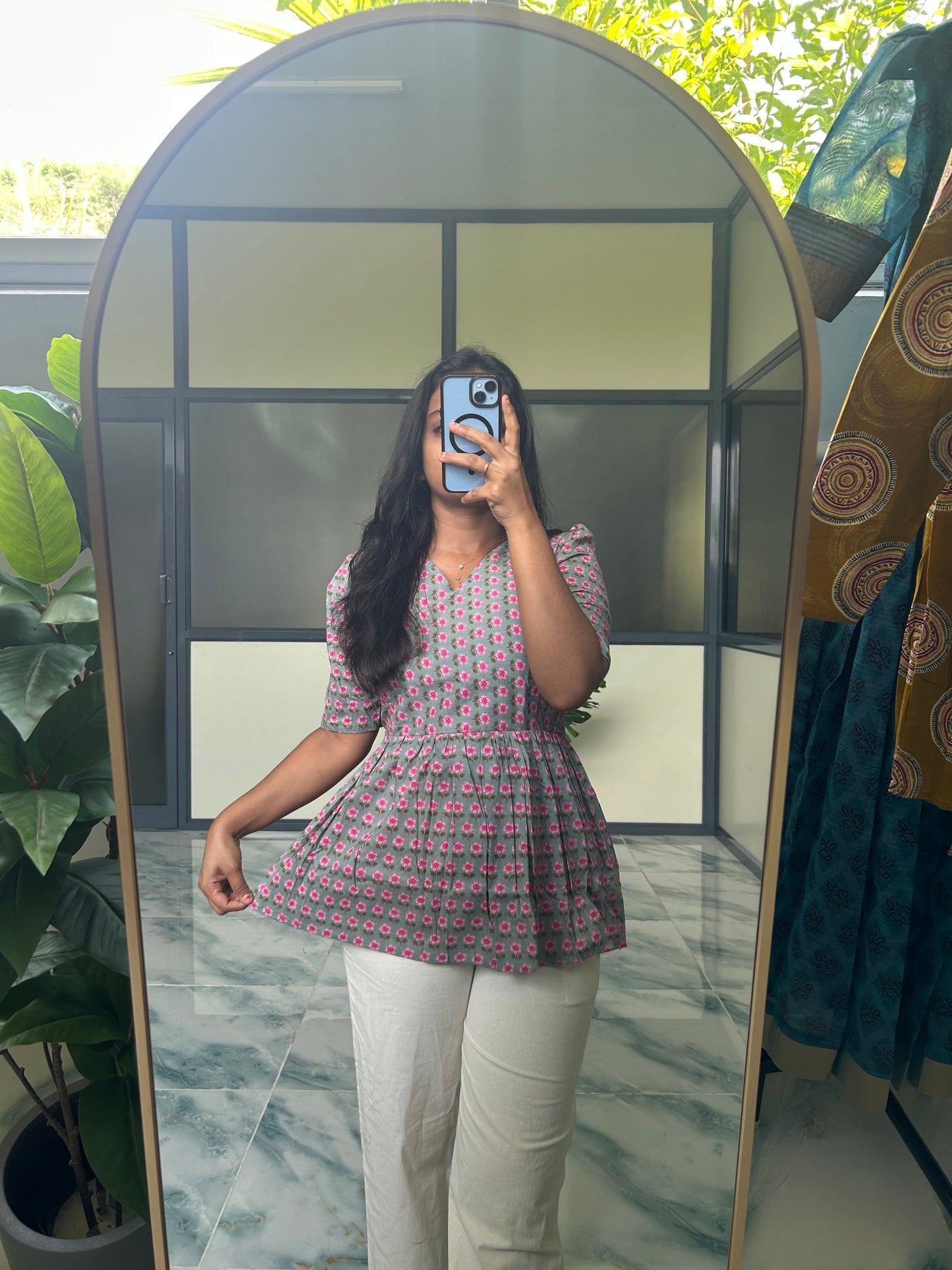 Isha - Grey Peplum Top