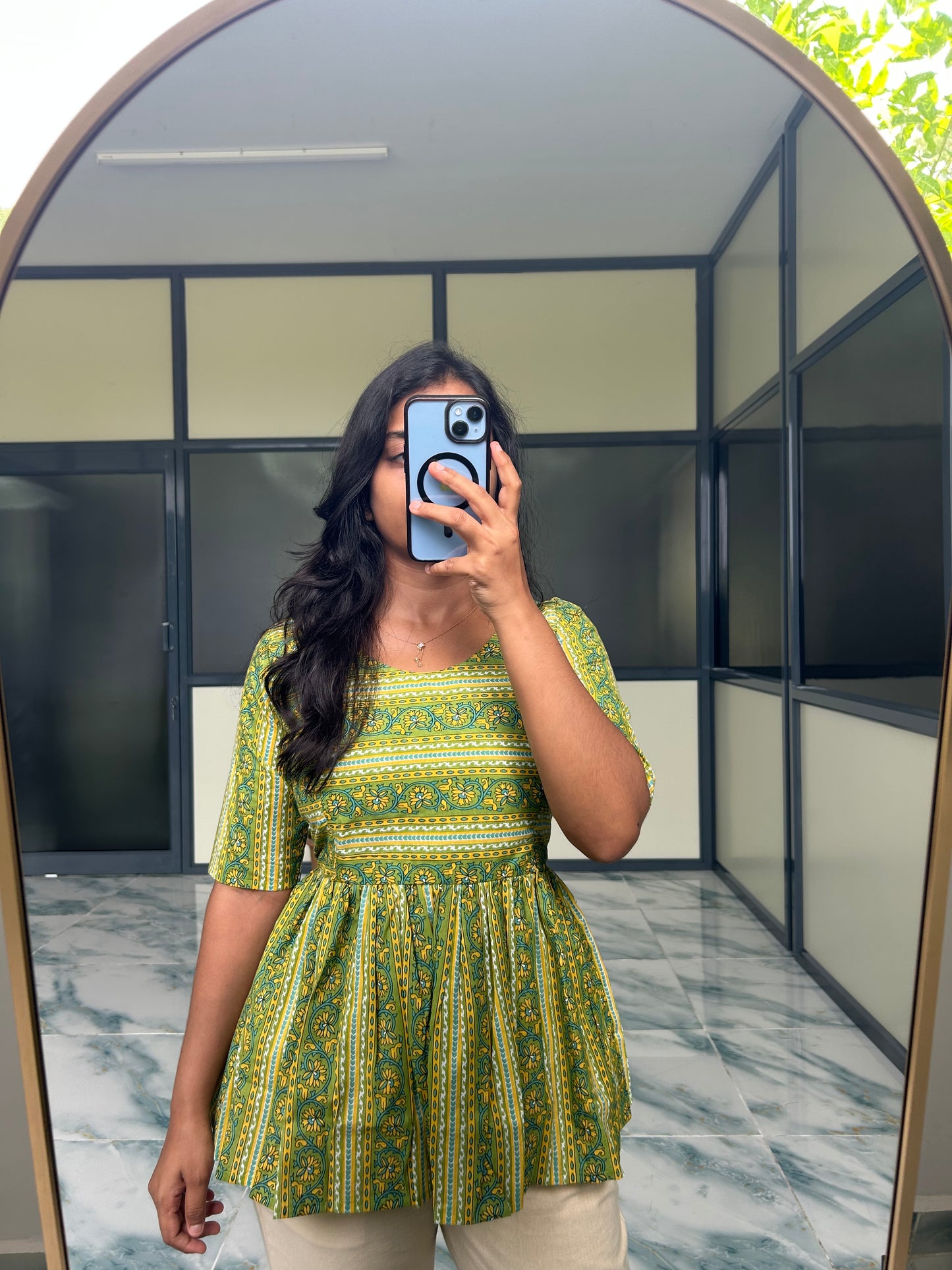 Isha - Lime Green Peplum Top