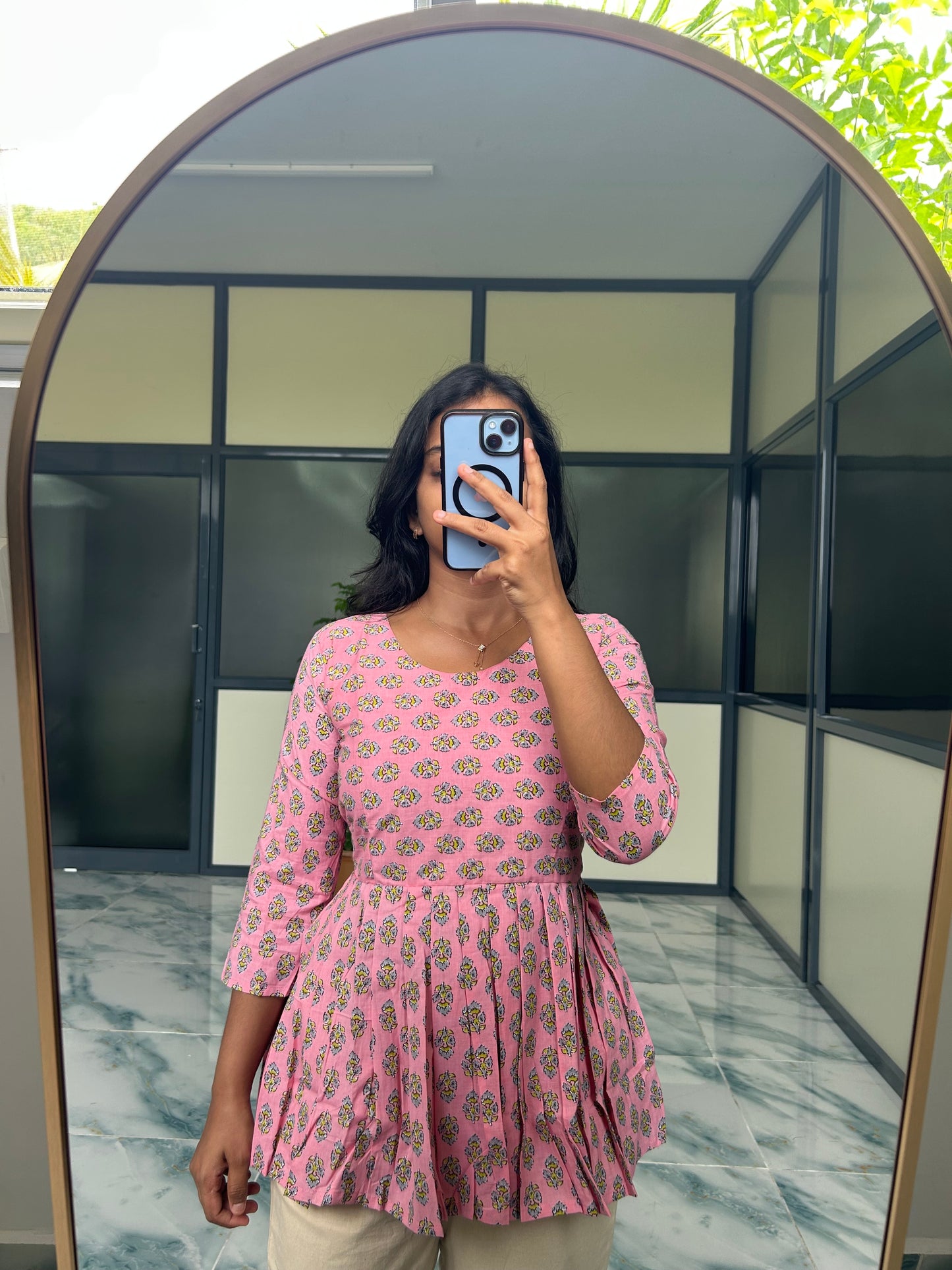Isha - Light Pink Peplum Top