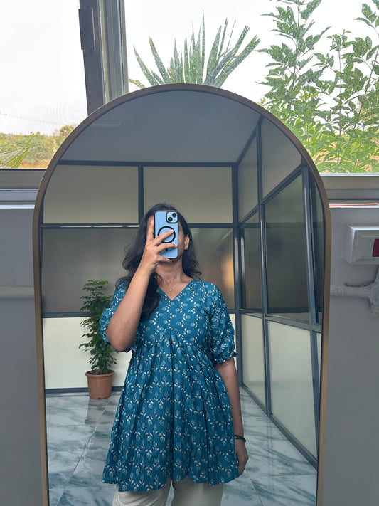 Nila - Teal Blue Peplum Top