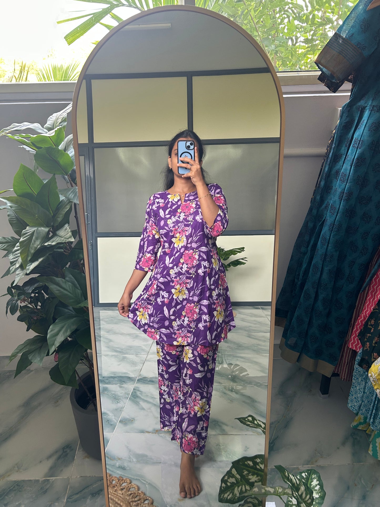 Heera - Purple Floral Night Suit