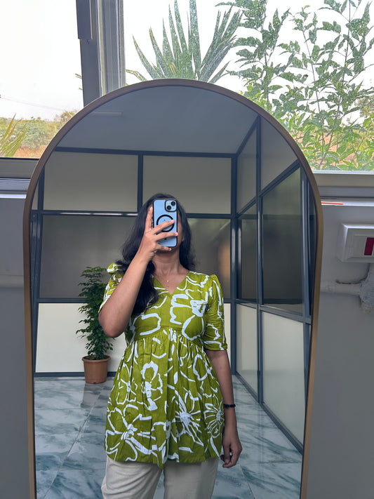 Nila - Light Green Peplum Top