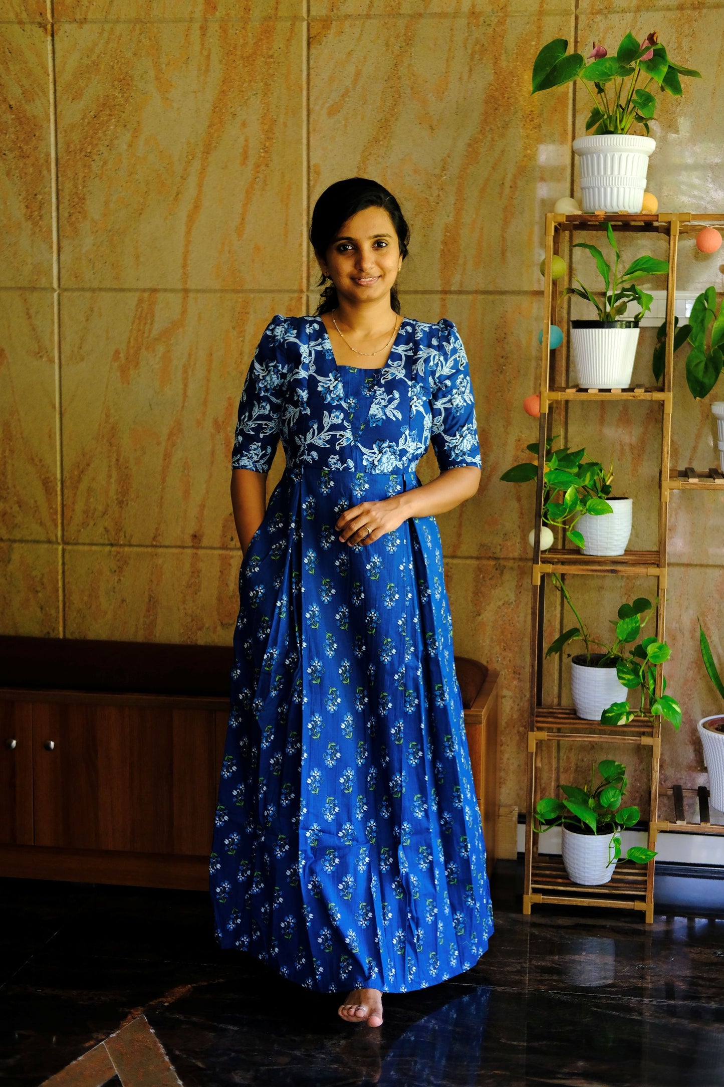 Nisha - Dark Blue Maxi Nighty