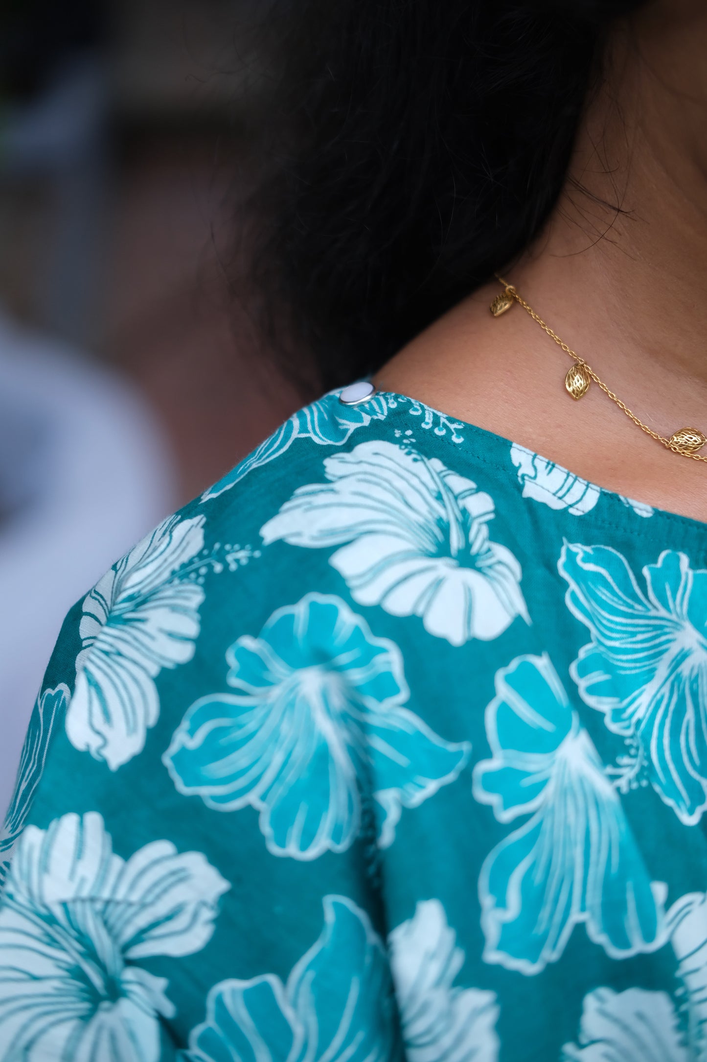 Ganga - Blue Floral Detachable Dupatta Maxi Nighty