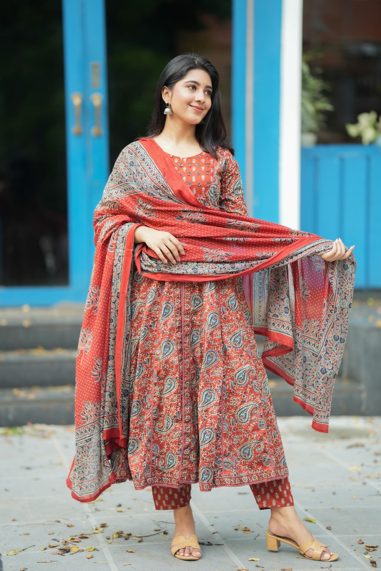 Mithra - Maroon Floral Suit Set