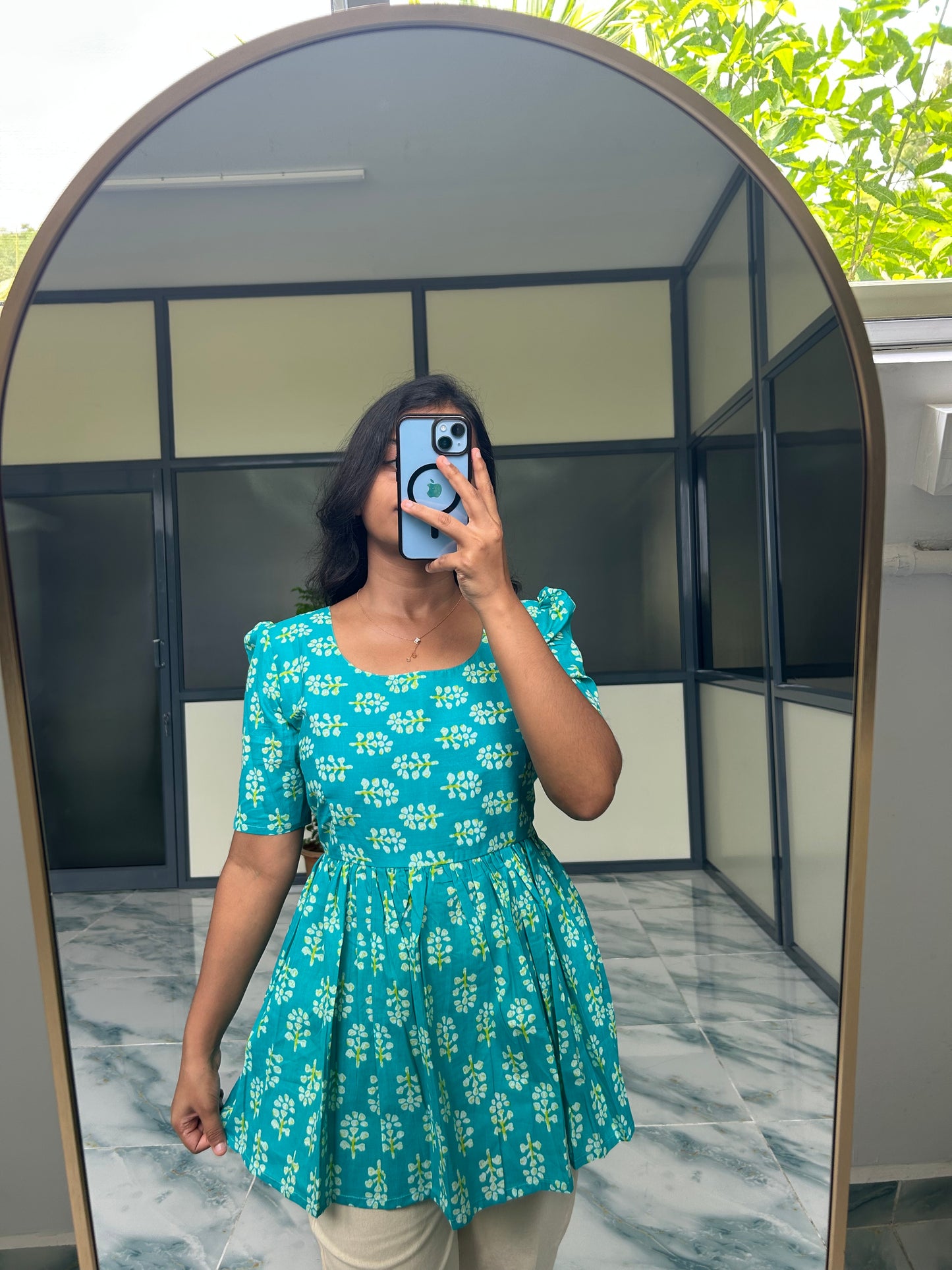 Isha - Sea Green Peplum Top