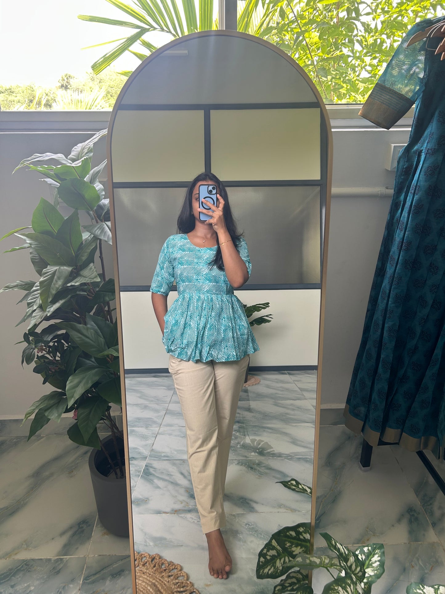 Isha - Light Blue Peplum Top