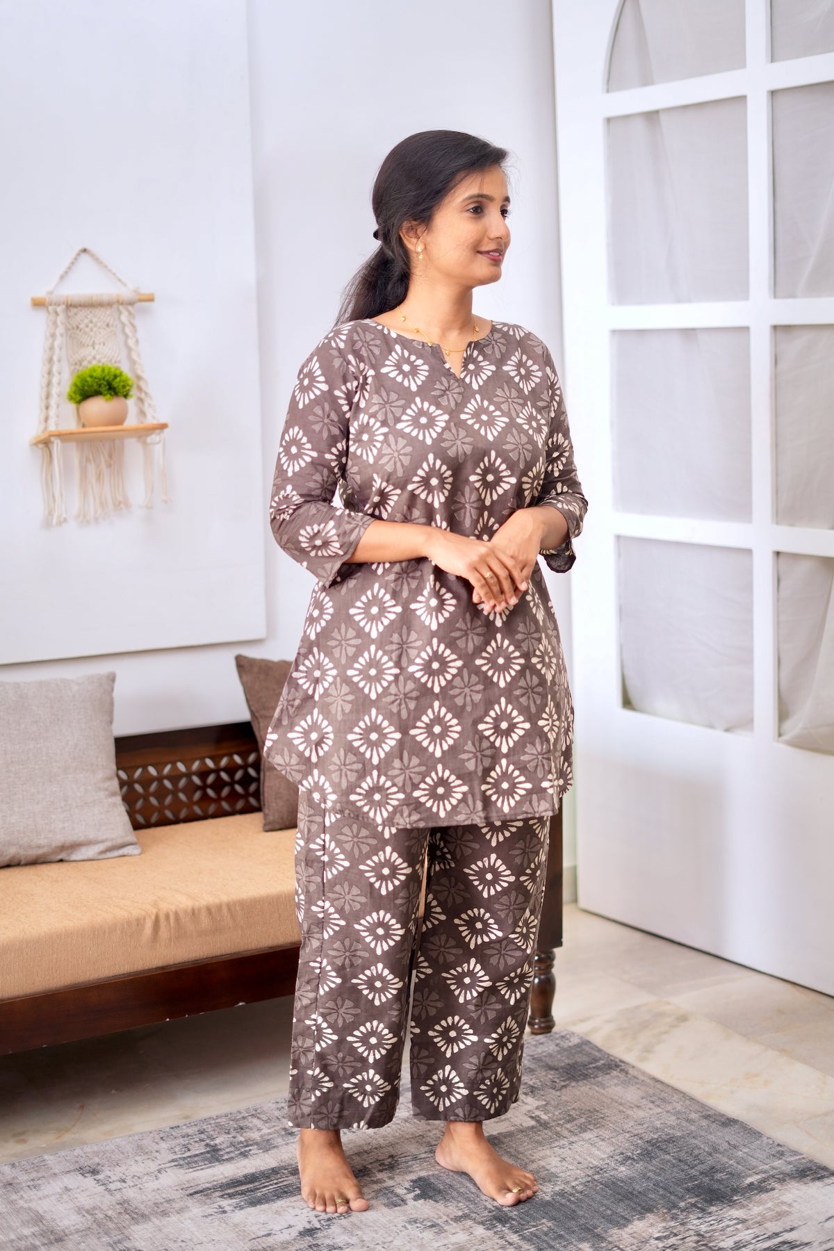 Heera - Brownish Grey Night Suit