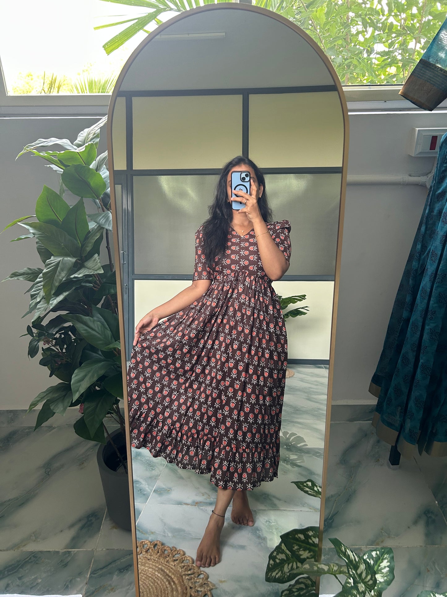 Harsha- Brown Midi Dress