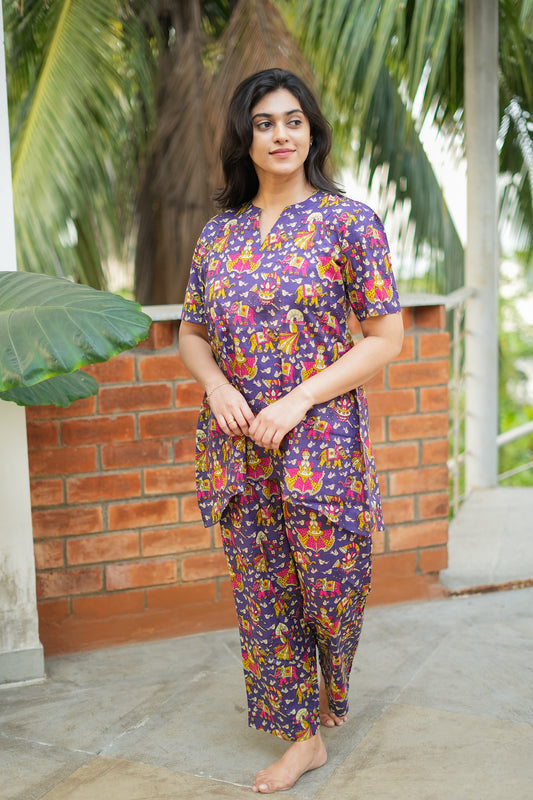 Heera- Violet Night Suit