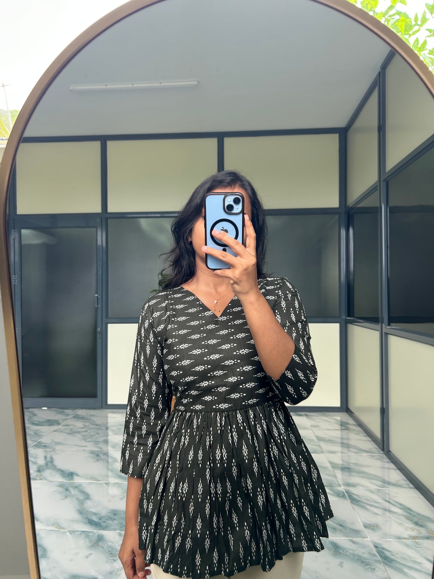 Isha - Dark Green Peplum Top