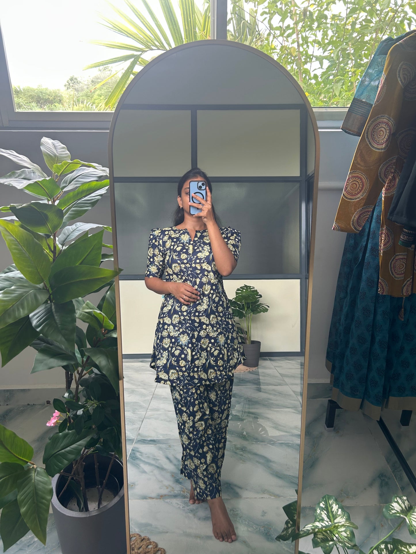 Heera - Blue Floral Night Suit