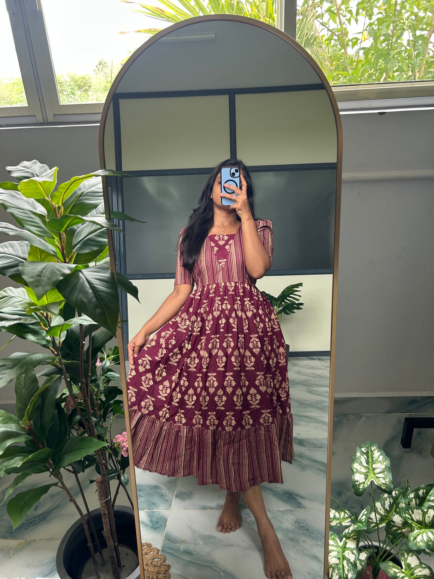 Harsha - Dark Wine Midi Dress