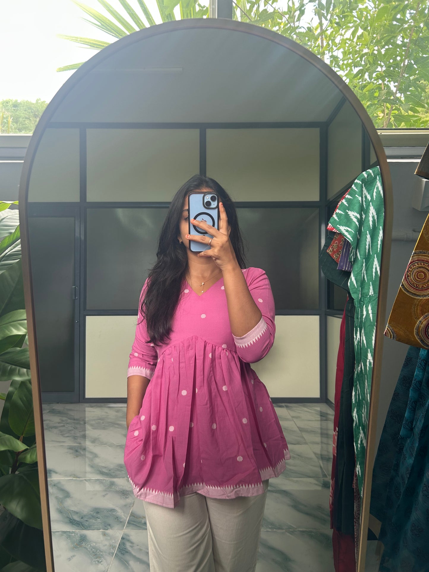 Monica - Pink Peplum Top