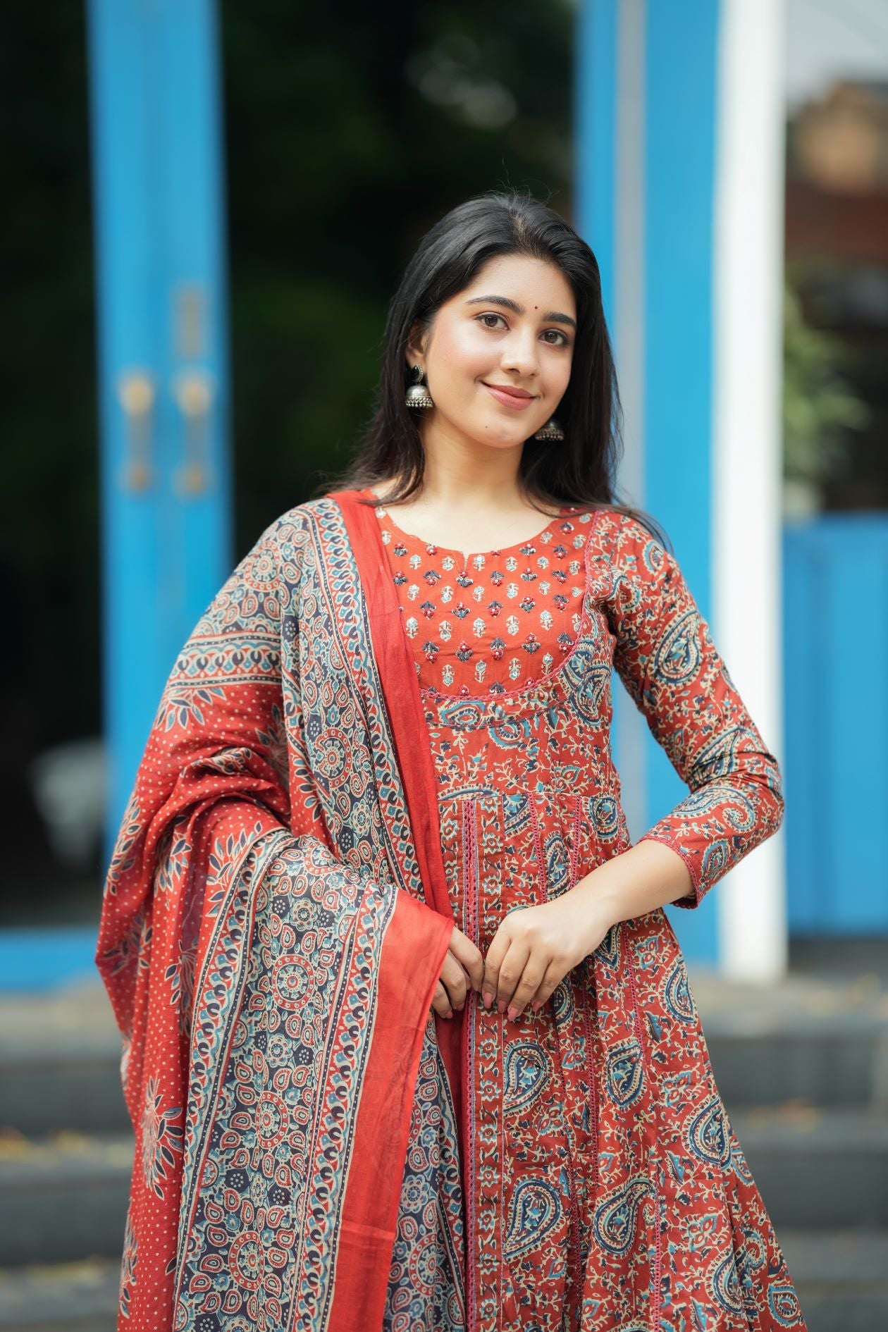 Mithra - Maroon Floral Suit Set