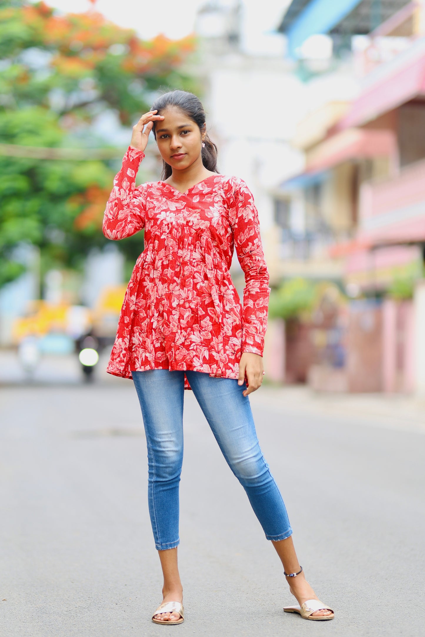 Monica - Red Peplum Top