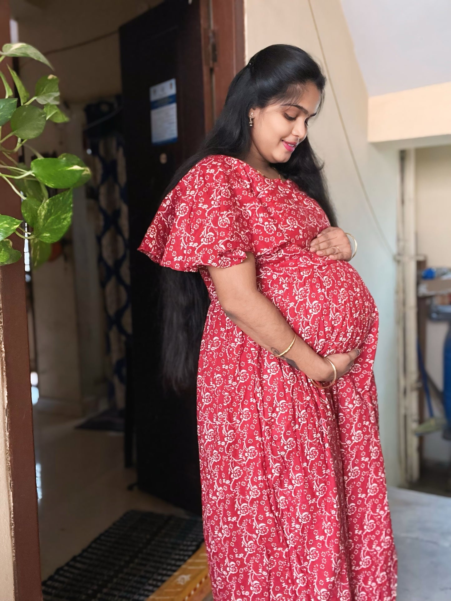 Yamuna - Coral Red Maxi Nighty