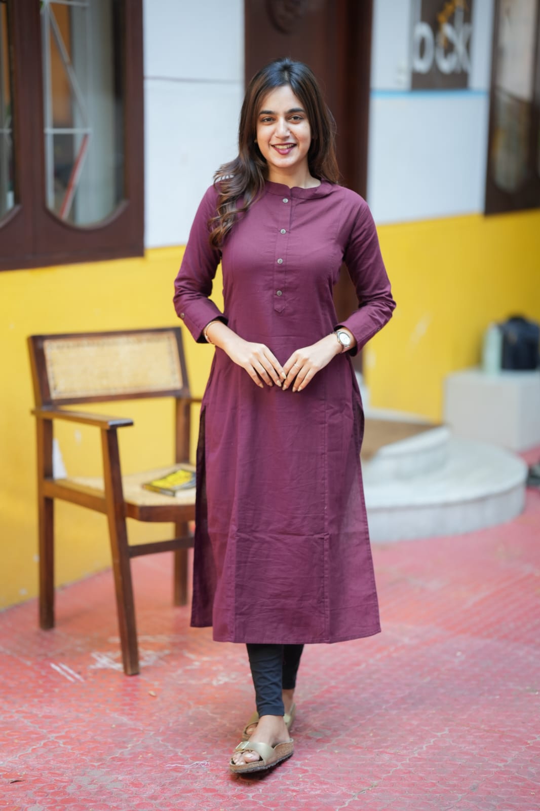 Elena - Maroon Straight Cut Kurti