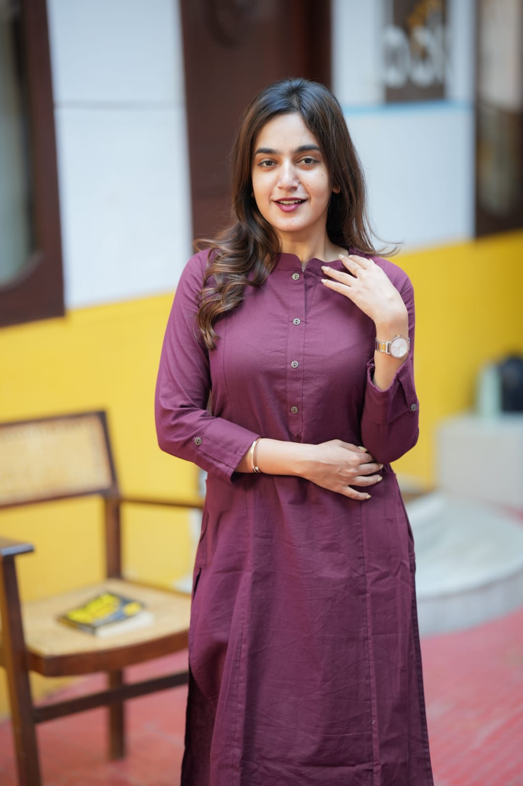 Elena - Maroon Straight Cut Kurti