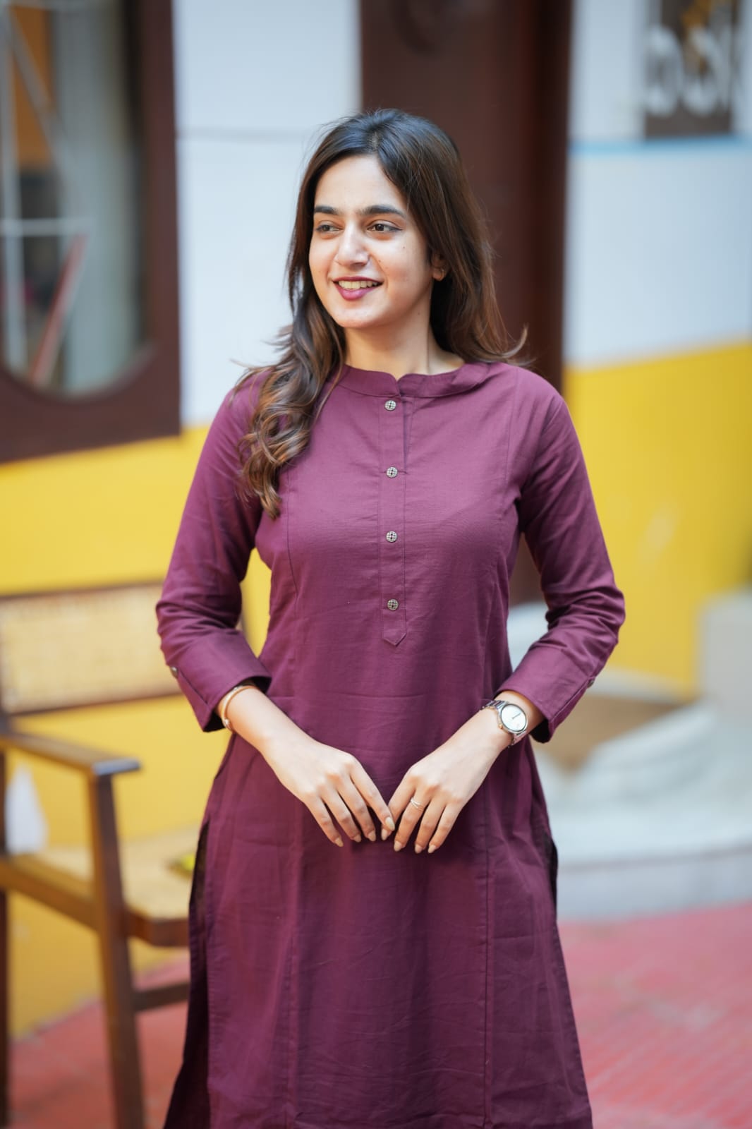 Elena - Maroon Straight Cut Kurti