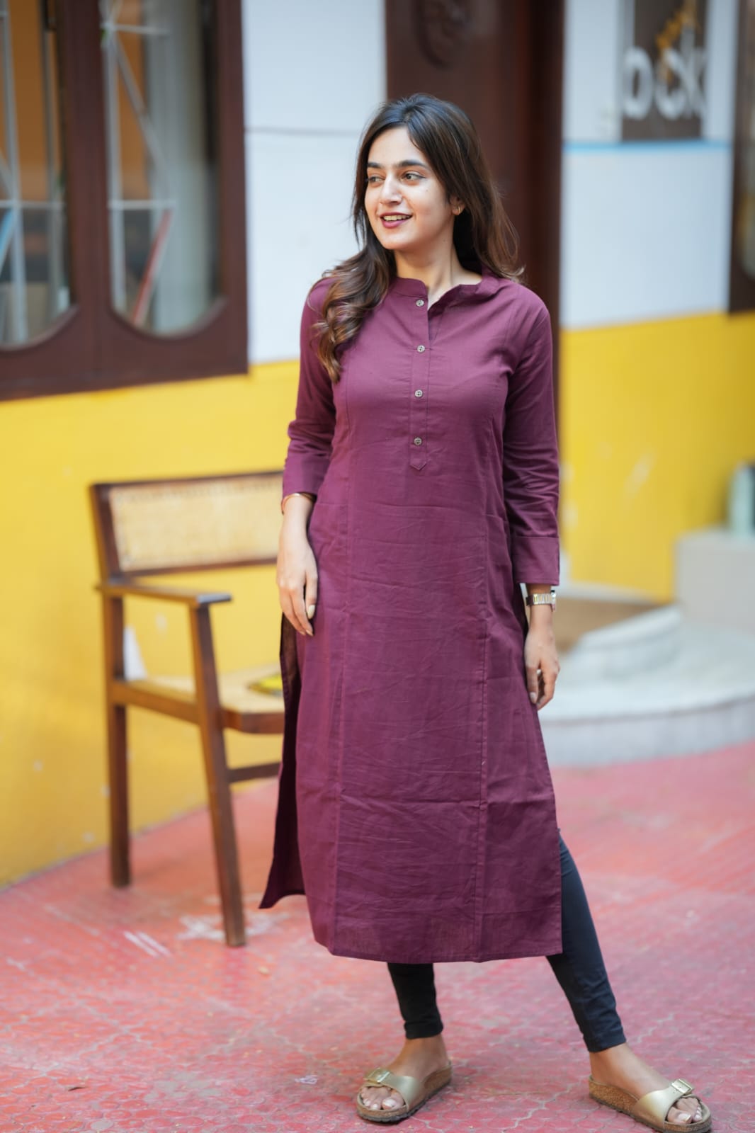 Elena - Maroon Straight Cut Kurti