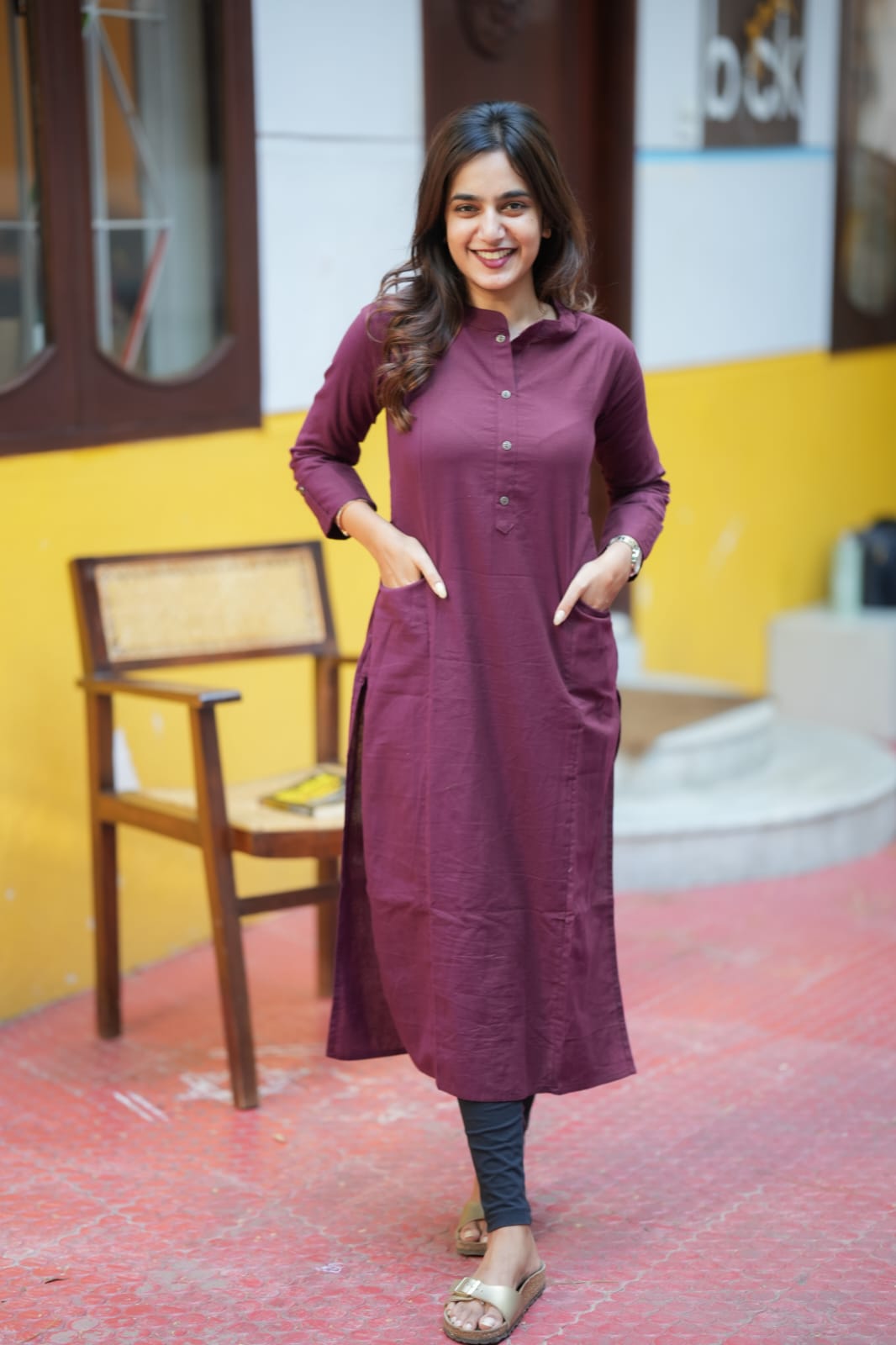 Elena - Maroon Straight Cut Kurti