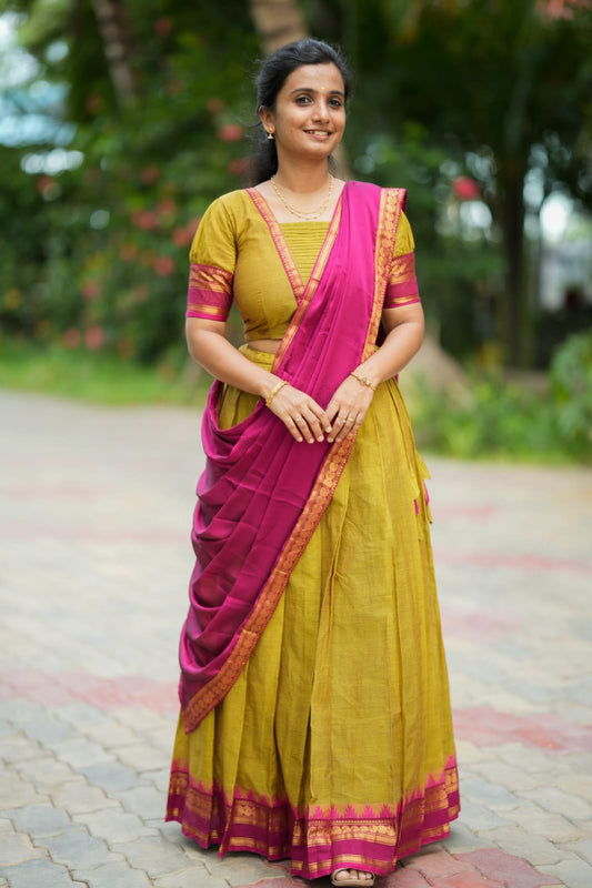 Ilavarasi - Crop Top & Skirt with Dupatta Set