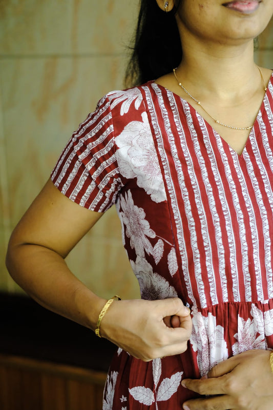 Mullai - Maroon Midi Nighty