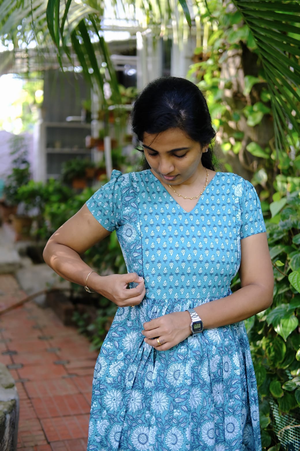 Mullai - Blue Floral Maxi Nighty