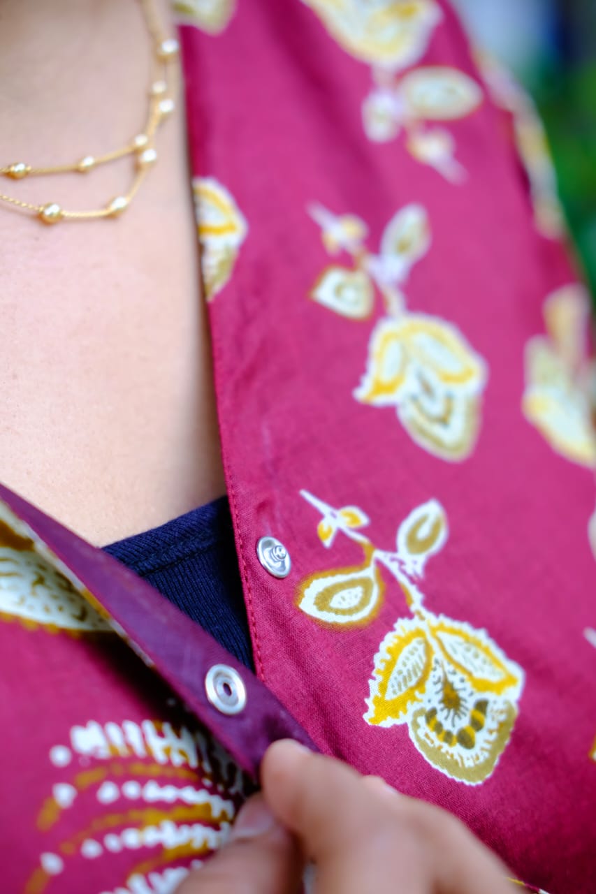 Malar - Maroon Floral Zipless Maxi Nighty