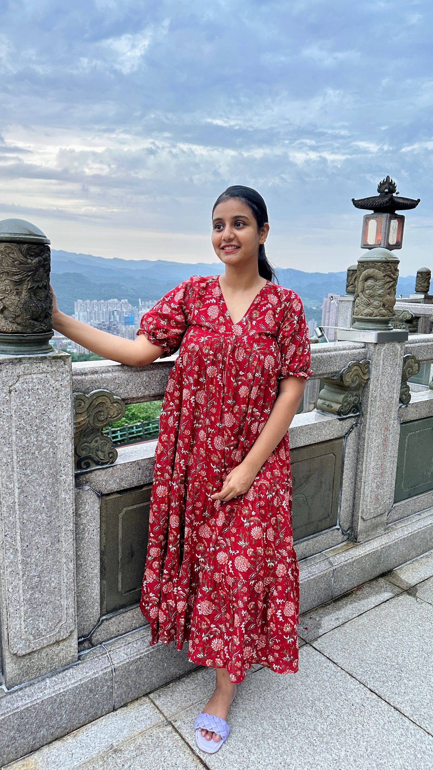 Ziya - Red Floral Midi Dress