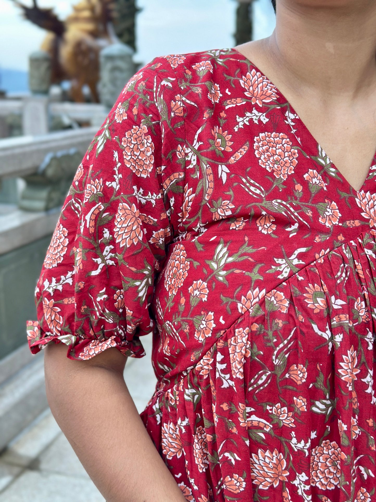 Ziya - Red Floral Midi Dress