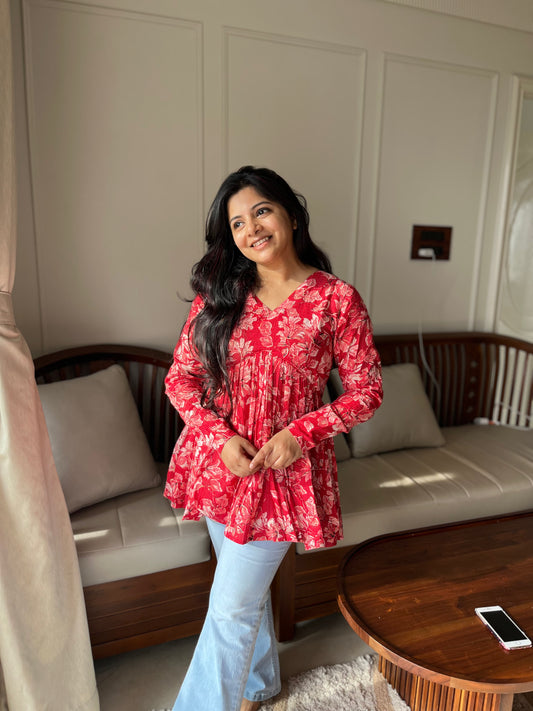 Monica - Red Peplum Top