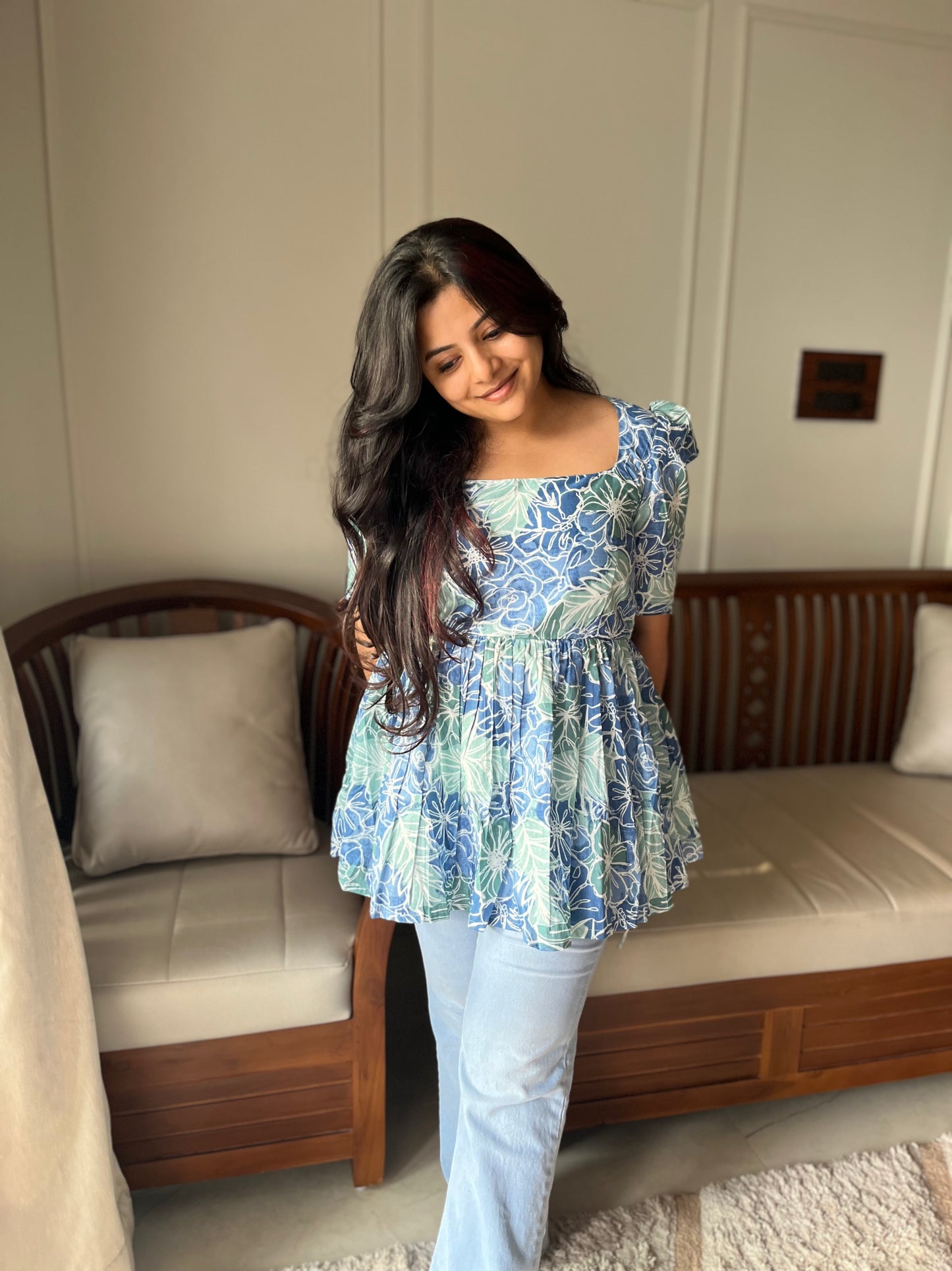 Isha - Blue Peplum Top