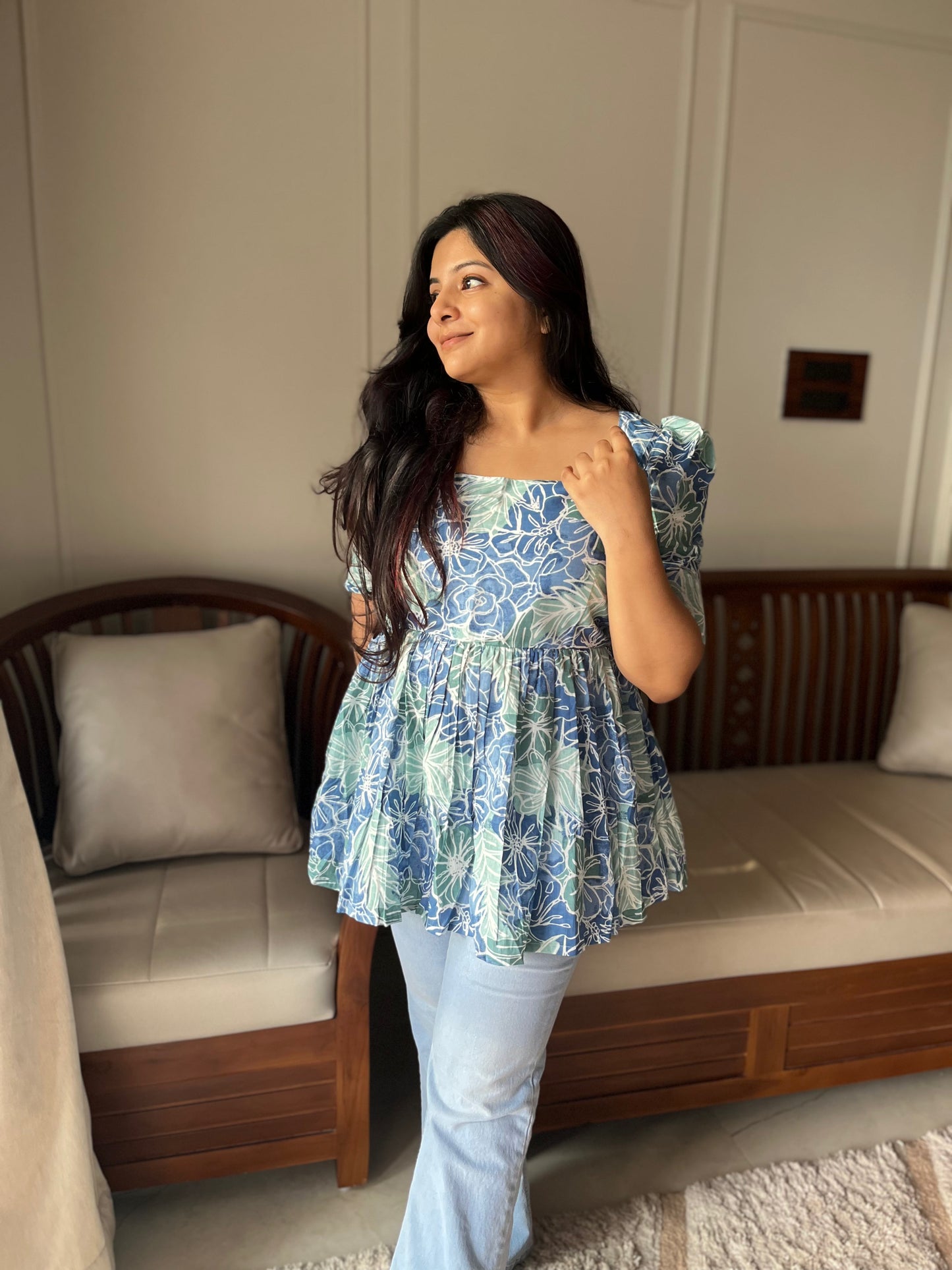 Isha - Blue Peplum Top